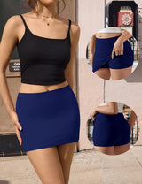 LOMON Mini Skirts for Women with Shorts Underneath Sexy Y2k Bodycon Low Rise Skorts Stretchy Trendy Club Going Out Outfits