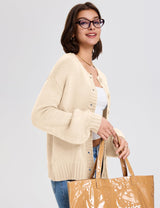 LOMON Cardigan for Women Lantern Long Sleeve Button Down Sweater Oversized Open Front Cardigan Sweaters Coats