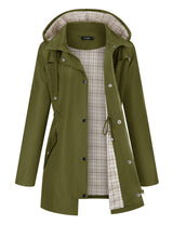 LOMON Women Waterproof Outdoor Hiking Raincoat Women Lined Rain Jacket Lightweight Hooded Jackets Trench Coats