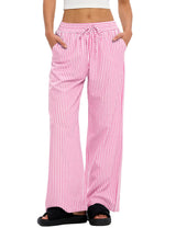 LOMON Striped Gingham Pants Women 2026 Spring Summer Pajamas Wide Leg Pj Lounge Boxer Bottoms Y2k Trousers with Pocket