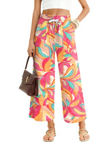 LOMON Women's Casual Wide Leg Pants Drawstring Elastic Waist Flowy Palazzo Pants with Pockets