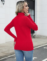 LOMON Women's Casual Turtleneck Sweaters Cable Knit Fall Long Sleeve Slim Fit Pullover Tops