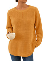 LOMON Womens Sweaters Crewneck Waffle Knit Top Winter Fall Fashion Clothing