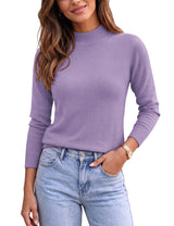 LOMON Women Mock Neck Sweater Long Sleeve Knit Pullover Soft Casual Tops