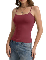 LOMON Womens Padded Cami Top Square Neck, Double Lined Camisole