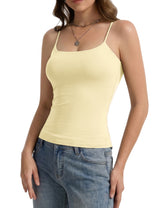 LOMON Womens Padded Cami Top Square Neck, Double Lined Camisole