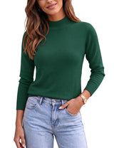 LOMON Women Mock Neck Sweater Long Sleeve Knit Pullover Soft Casual Tops