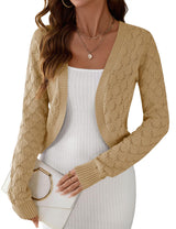 LOMON Womens Cropped Cardigan Bolero Shrugs for Dresses Knit Open Front Long Sleeve Sweater