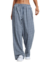 LOMON Striped Gingham Pants Women 2026 Spring Summer Pajamas Wide Leg Pj Lounge Boxer Bottoms Y2k Trousers with Pocket