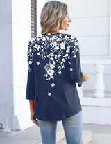 Lomon Women's V Neck T Shirts 3/4 Sleeve Blouse Summer Tops Dressy Casual Basic Tees