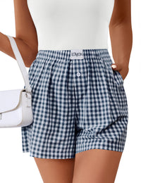 Deep Navy White Plaid