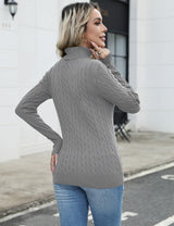 LOMON Women's Casual Turtleneck Sweaters Cable Knit Fall Long Sleeve Slim Fit Pullover Tops