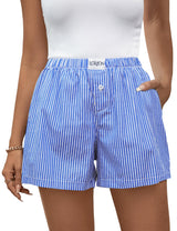 Lomon Boxer Shorts for Women Summer Gingham Pajamas 2026 Lounge Sleep Pj Plaid Shorts Y2K Beach Bottoms with Pockets