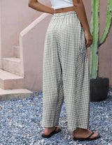 LOMON Womens Wide Leg Linen Pants Casual Drawstring Palazzo Harem Pants Summer Loose Beach Travel Vacation Pants with Pockets