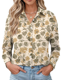Apricot Green Flowers（cotton and Linen）