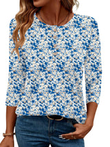 LOMON 3/4 Length Sleeve Womens Tops Dressy Casual Crewneck Pullover Tunics Summer Cute Blouses Fashion 2025 Tees Shirts