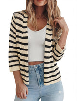 LOMON Shrug Cardigan for Women 3/4 Sleeve Casual Openwork Knit Sweater Tops Spring