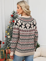 LOMON Womens Casual Lightweight Vintage Fair Isle Sweater Raglan Sleeve Crew Neck Knitted Pullover Comfy Warm Fall Tops