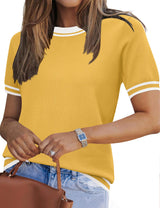 LOMON Short Sleeve Sweater for Women Light-Weight Crew Neck Summer Tops Dressy Casual Women's Clothes 2026, S-XXL