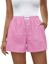 Lomon Boxer Shorts for Women Summer Gingham Pajamas 2026 Lounge Sleep Pj Plaid Shorts Y2K Beach Bottoms with Pockets