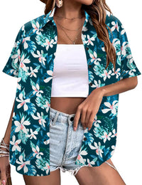 Cyan White Floral