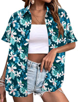 LOMON Women's Summer Hawaiian Shirts Floral Short Sleeve Button Down Shirts Hawaii Tropical Beach Tops Outfits
