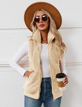 LOMON Womens Fuzzy Fleece Vest, Casual Warm Sleeveless Zip Up Sherpa Vest Jacket with Pockets for Fall/Winter