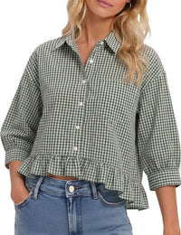 Dark Green and White Plaid