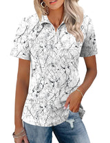 LOMON Womens Golf Polo Shirts Summer Short Sleeve 1/4 Zip Tops Moisture Wicking Casual Tennis Activewear with Pockets
