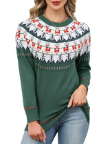 LOMON Womens Casual Lightweight Vintage Fair Isle Sweater Raglan Sleeve Crew Neck Knitted Pullover Comfy Warm Fall Tops