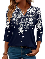 LOMON Womens Tops 3/4 Sleeve Botton Down Shirts Casual V Neck Tunic Blouses Pleated Fashion Summer Tees 2026 Trendy S-3XL