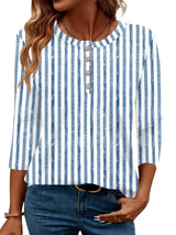 LOMON 3/4 Length Sleeve Womens Tops Dressy Casual Crewneck Pullover Tunics Summer Cute Blouses Fashion 2025 Tees Shirts
