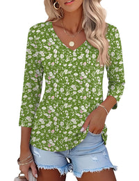 Green White Floral