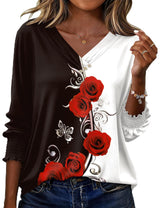 LOMON Blouses for Women Dressy Casual 3/4 Length Sleeve Womens Tops with Buttons Decor