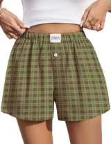 Lomon Womens Boxer Shorts Casual Summer Pajama Lounge Sleep Pj Gingham Plaid Shorts Y2K Beach Bottoms