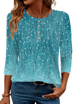 LOMON 3/4 Length Sleeve Womens Tops Dressy Casual Crewneck Pullover Tunics Summer Cute Blouses Fashion 2025 Tees Shirts