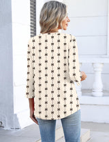 Lomon Women's V Neck T Shirts 3/4 Sleeve Blouse Summer Tops Dressy Casual Basic Tees