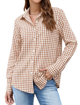 LOMON Button Down Shirt for Women Spring Summer Tops Long Sleeve Business Dressy Casual Blouses Collared Work Outfits Clothes