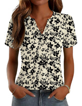 LOMON Womens Tops Dressy Casual V Neck Short Sleeve Shirts Summer Pleated Blouses Button Down Tunic Loose Fit