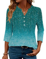 LOMON Womens Tops 3/4 Sleeve Botton Down Shirts Casual V Neck Tunic Blouses Pleated Fashion Summer Tees 2026 Trendy S-3XL