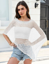 LOMON Womens Sheer Poncho Shrug Bolero Lightweight Knit Crochet Shrug Mesh Cover Up Summer 2026
