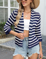 LOMON Shrug Cardigan for Women 3/4 Sleeve Casual Openwork Knit Sweater Tops Spring