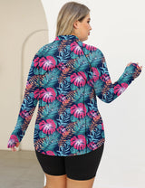 LOMON Womens Plus Size Workout Tops Long Sleeve 1/4 Zip UV Sun Protection Quick Dry Hiking Athletic Shirts Rash Guard UPF 50+