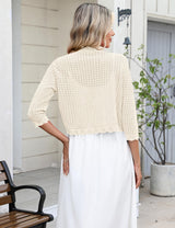 LOMON Women's 3/4 Sleeve Cropped Cardigan Knit Sweaters Trendy Open Front Bolero Shrugs for Dresses S-XXL