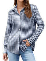 LOMON Button Down Shirt for Women Spring Summer Tops Long Sleeve Business Dressy Casual Blouses Collared Work Outfits Clothes