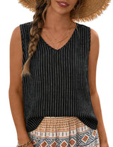 LOMON Womens Linen Crop Tank Top V Neck Tank Tops Sleeveless Cute Spring Summer Tops for Women 2026 Beach Vacation (XS-XL)