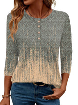 LOMON 3/4 Length Sleeve Womens Tops Dressy Casual Crewneck Pullover Tunics Summer Cute Blouses Fashion 2025 Tees Shirts