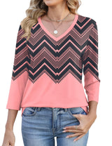 Lomon Women's V Neck T Shirts 3/4 Sleeve Blouse Summer Tops Dressy Casual Basic Tees