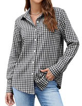 LOMON Button Down Shirt for Women Spring Summer Tops Long Sleeve Business Dressy Casual Blouses Collared Work Outfits Clothes