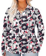 LOMON Womens Plus Size Workout Tops Long Sleeve 1/4 Zip UV Sun Protection Quick Dry Hiking Athletic Shirts Rash Guard UPF 50+